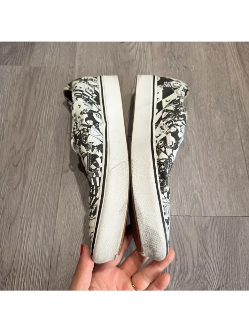Vans Nightmare Before Xmas Mens 10 Black White Comfy Cush Lace Up Sneaker Shoes